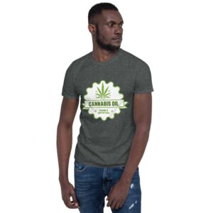 Cannabis Oil Short Sleeve Unisex T-Shirt - Dark Heather - Front Side